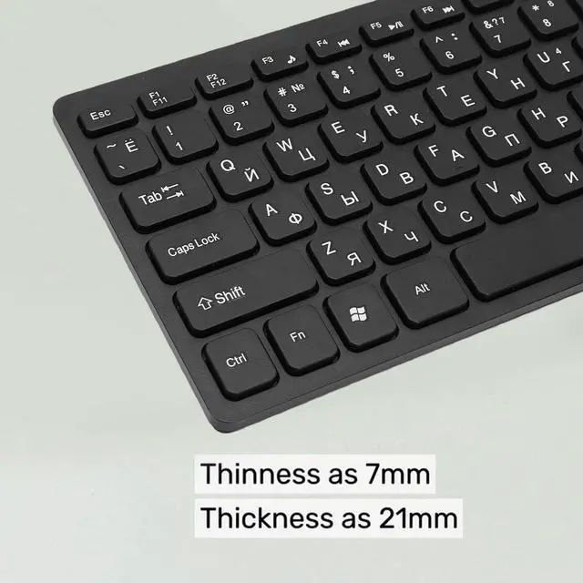 Alt view image 5 of 5 - Yoidesu Wireless Russian Keyboard and Mouse Combo 78 Key Slim 2.4G Set with Silent Mouse and USB Receiver for PC Laptop Home Office Use, Mini Wireless Keyboard and