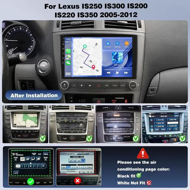Alt view image 2 of 5 - 4+64G Car Radio for Lexus IS250 IS300 IS200 IS220 IS350 2005-2012 Wireless Carplay Android Car Stereo, 10 Inch Touschscreen with Android Auto 5G WiFi GPS Navigation AHD Backup Camera FM RDS