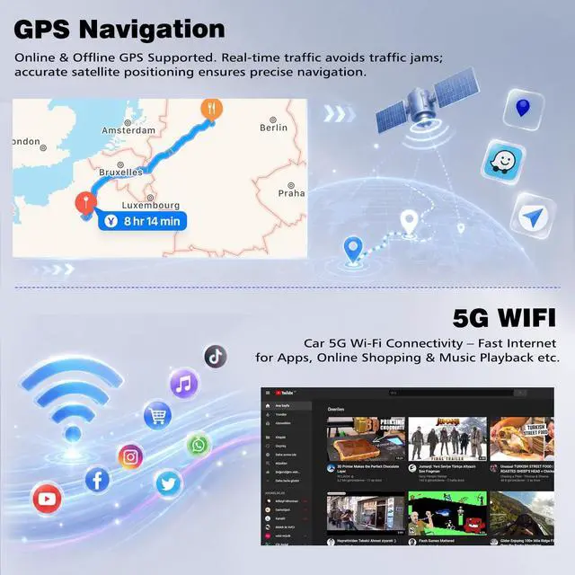 Alt view image 5 of 5 - 4+64G Car Radio for Lexus IS250 IS300 IS200 IS220 IS350 2005-2012 Wireless Carplay Android Car Stereo, 10 Inch Touschscreen with Android Auto 5G WiFi GPS Navigation AHD Backup Camera FM RDS