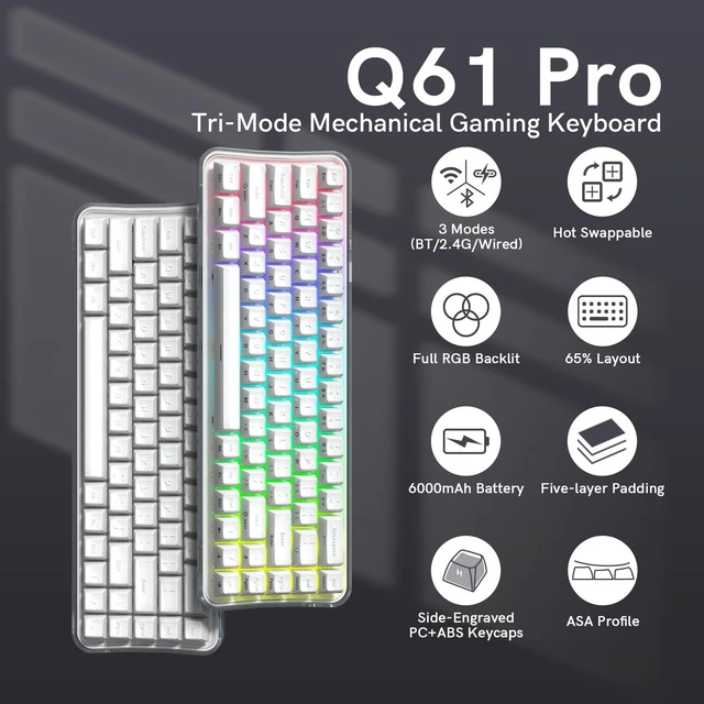 Alt view image 2 of 5 - Womier Wireless Bluetooth Creamy Keyboard, Mechanical Gaming Keyboard White
