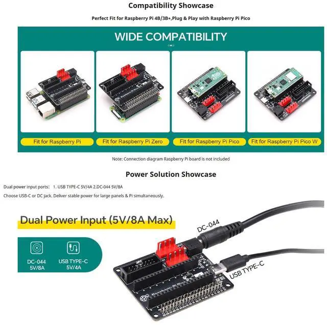 Alt view image 5 of 5 - HUB75 LED Matrix Adapter Board for Raspberry Pi/Pico, Dual Power Input
