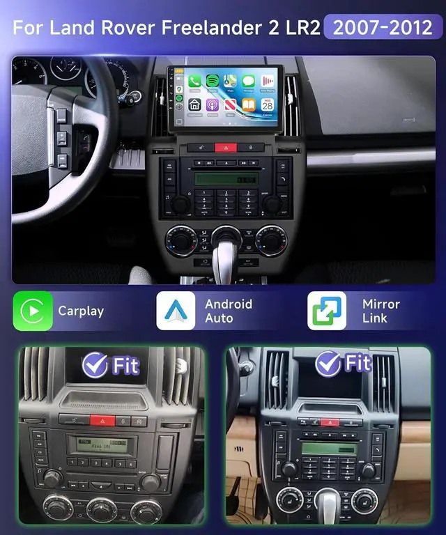 Alt view image 2 of 5 - Radio for Land Rover Freelander 2 LR2 2007-2012 Car Stereo with Wireless Carplay Android Auto,5.0 Bluetooth,32EQ,9inch 1280x720P IPS Touch Screen,Android 15,FM/RDS GPS WiFi HD Backup Camera