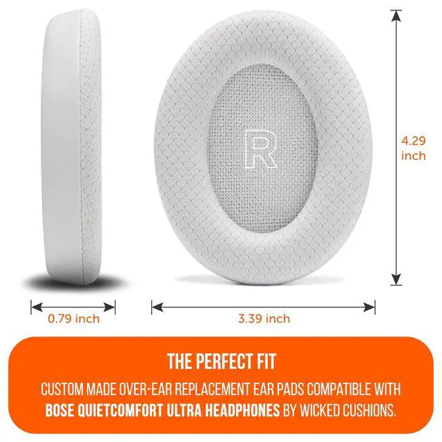 Alt view image 5 of 5 - WC Freeze QC Ultra Cooling Gel Replacement Earpads Compatible with Bose QuietComfort Ultra Gen 1 & Gen 2 by Wicked Cushions ^^ Breathable Fabric, Extra Thick & Cool ^^ White Smoke