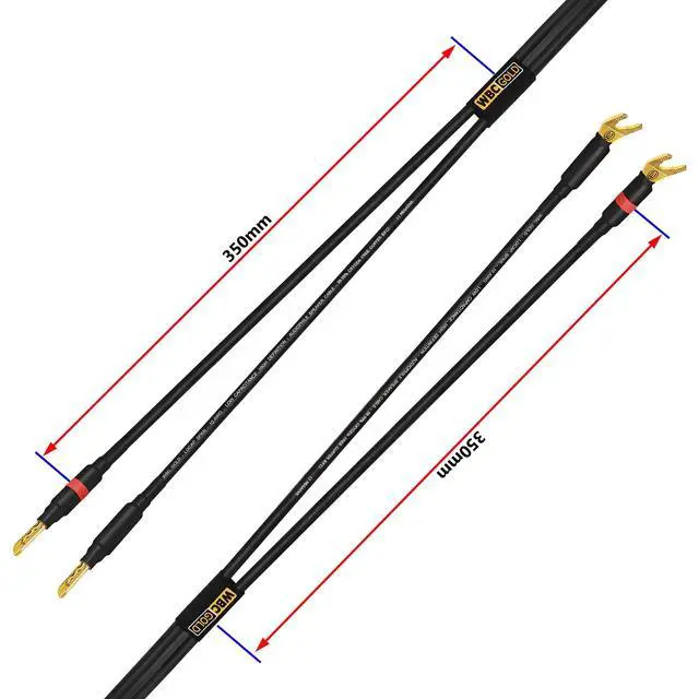 Alt view image 4 of 5 - WORLDS BEST CABLES 40 Foot WBC-GOLD-LOCAP-SPKR-10 AWG - Low-Capacitance - Low-Inductance - High Purity OFC - Audiophile HiFi Speaker Cable Pair with Eminence Gold Banana (x2) & Spade (x2) Plugs
