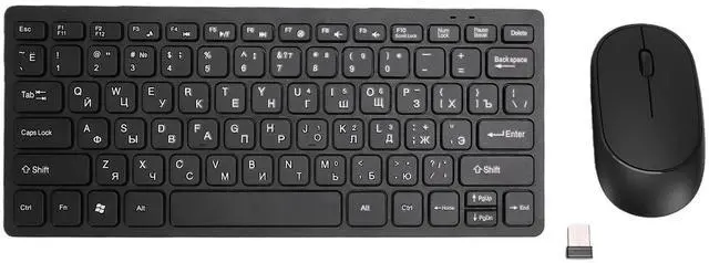 Main image of Gugxiom Russian Keyboard Wireless Combo with Mouse, 78 Key Cyrillic Layout, 2.4GHz Plug & Play, Splash Proof & Silent Ergonomic for PC Laptop, Battery Powered for Travel