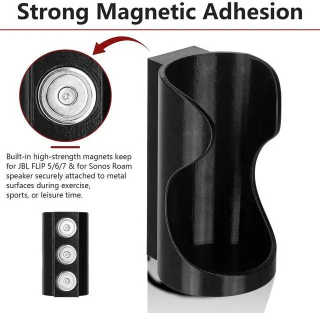 Alt view image 3 of 5 - Magnetic Speaker Mount Compatible with JBL FLIP 5/6/7 & Sonos Roam, Heavy-Duty, Weatherproof Holder for Golf Cart, RV, Boat, Easy Install Accessory