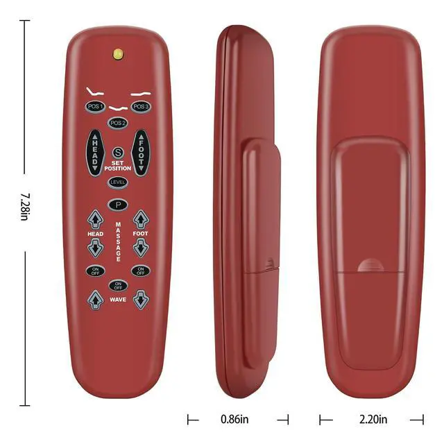 Alt view image 2 of 4 - WKOLF Universal Adjustable Bed Replacement Remote HB310 for Leggett & Platt Basis C3, Lifestyles S-Cape E95, Fits for Tempurpedic Ergo Raven E95 (New 2020 Version)-Red Color