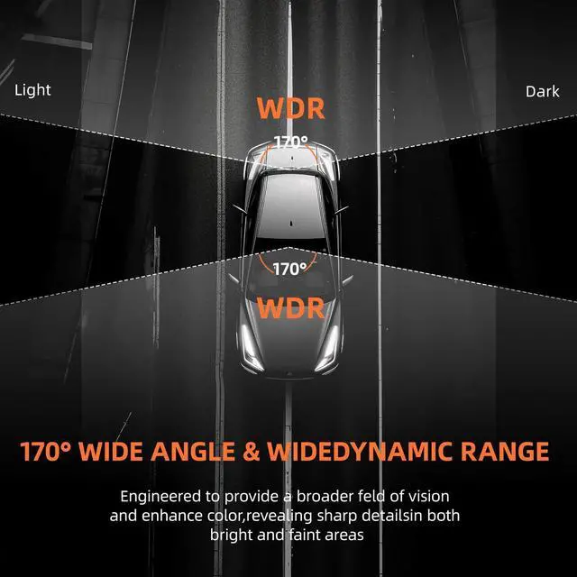 Alt view image 3 of 5 - 3 Channel Dash Cam, Dash Camera, 1080P Full UHD Car Camera Front and Rear Inside with 64GB Card,Built-in Super Night Vision,2.0'' IPS Screen,170Wide Angle,WDR, 24H Parking Mode, Loop Recording