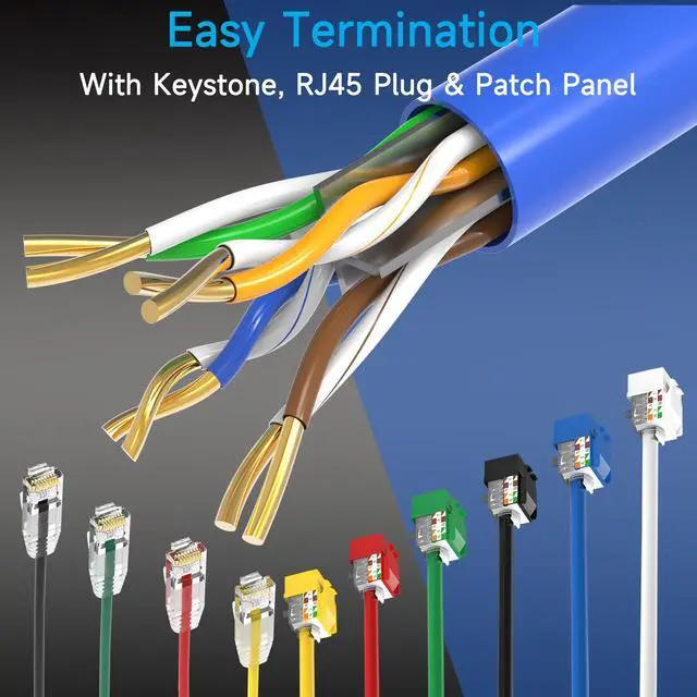 Alt view image 5 of 5 - Lysymixs Cat6 Ethernet Cable 500FT Channel Test Pass, Cat6 500ft Ethernet Cable 23AWG Solid CCA, Cat6 Cable 550MHZ 10G with Easy Pull Box Blue