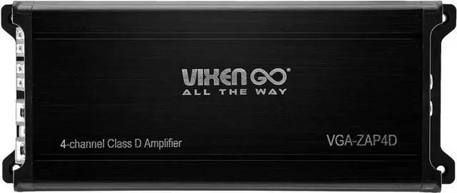 Alt view image 2 of 5 - Vixen Go VGA-ZAP4D Zap Series 4-Channel Car Amplifier, 640W RMS Class D, Speaker Level Inputs, Selectable LPF/Full/HPF Crossover