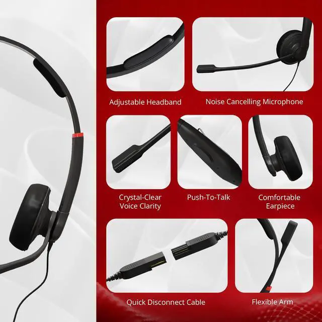 Alt view image 3 of 5 - DataLocker USB Wired Headset with Microphone for PC - TAA Compliant Computer Headphones with Mic, in-Line Volume Control, Noise Cancellation, & Adjustable Headband for Home, Skype, Zoom, & Office