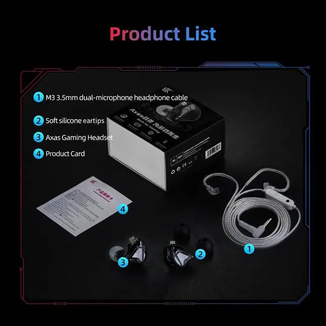 Alt view image 5 of 5 - KZ Axas in Ear Monitor, Noise Isolating Gaming IEMs with Mic, Low-Distortion Audio, FPS Co-Tuned, Detachable Cable Ear Buds(White 3.5mm with MIC)
