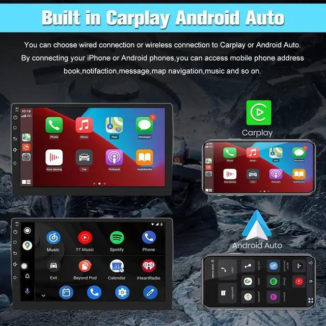 Alt view image 3 of 5 - Junsun 4GB+64GB Car Radio Stereo for Dodge RAM 1500 2500 3500 2009 2010 2011 2012 Jeep Wrangler JK 2007-2018, Android 13 Build in Wireless Carplay Android Auto WiFi Blutooth 10 inch Head Unit