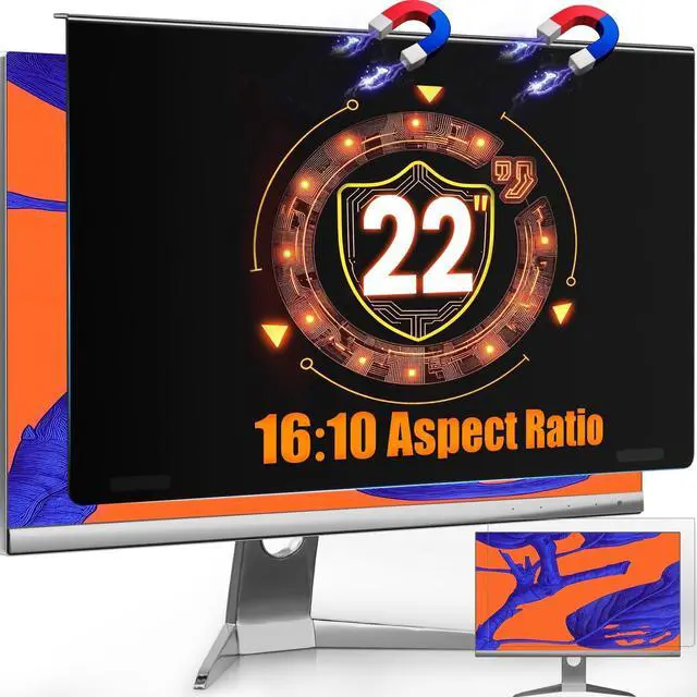 Main image of JEEETINTX Magnetic Privacy Screen Filter for 22 Inch Computer Monitor 16:10 Aspect Ratio, Removable Hanging Privacy Screen Shield Eye Protection, 22in Anti Blue Light Filter, Anti-Glare Protector