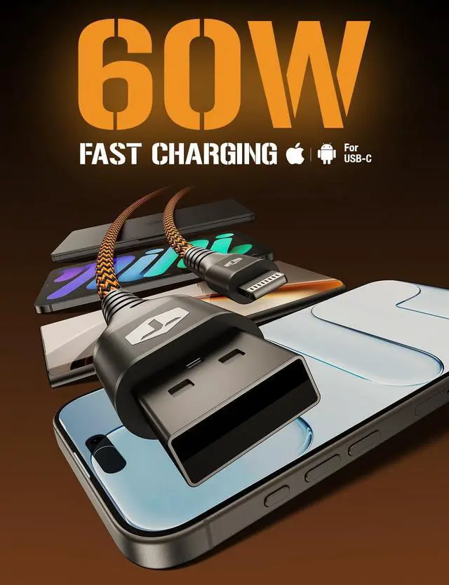 Alt view image 4 of 5 - ToughTested Lightning to USB Cable 6FT - MFi Certified iPhone Fast Charger Cord, Double-Braided Nylon, 3AMPS Fast Charging Compatible iPhone 14 13 12 11 Pro Max X XS XR 8 7 6 Plus and More
