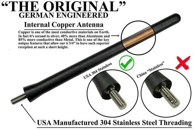 Alt view image 2 of 5 - Votex - The Original 6 3/4 INCH is Compatible with Bobcat (All Models) - Short Rubber AM/FM Antenna - Reception Guaranteed - German Engineered - Internal Copper Coil