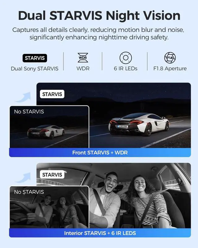 Alt view image 4 of 5 - AZDOME M550 Max 4K 3 Channel Dash Cam, Dual STARVIS Sensors, AR Effects 4K+2.5K+1080P Front and Rear Inside Triple Car Camera, Built-in WiFi GPS, 64GB Card Included, IR Night Vision, WDR, G-Sensor