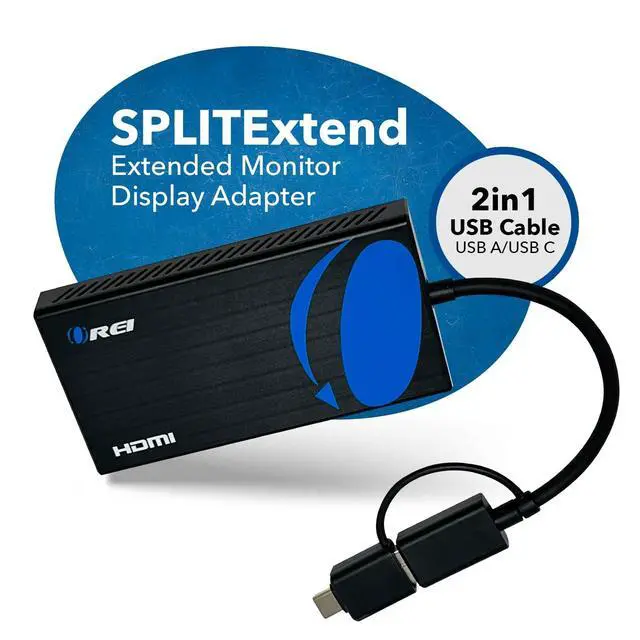 Alt view image 4 of 5 - OREI SplitExtend HDMI Splitter Extended Display for Dual Monitor - Multi-Monitor Display 3 Separate Screens - USB A & USB-C Adapter to HDMI 2.0, 4K@30Hz Output 1, 1080p Output 2 for Windows, Mac OS G
