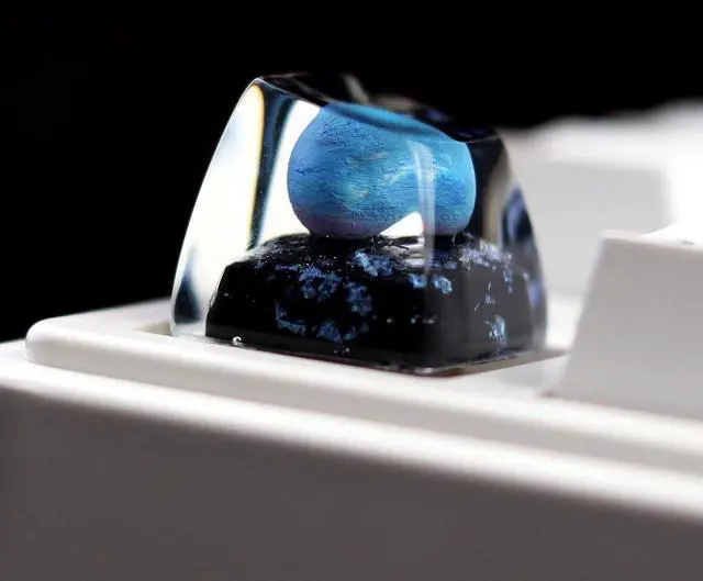Alt view image 4 of 5 - DOHOMEQ Uranus Planet Galaxy Keycaps Artisan Keycap - Transparent Keycaps Custom Cool Aesthetic Novelty Solar System Key Caps - Esc R1 SA Profile 1U Cherry Mx Switch Compatible Mechanical Keyboard