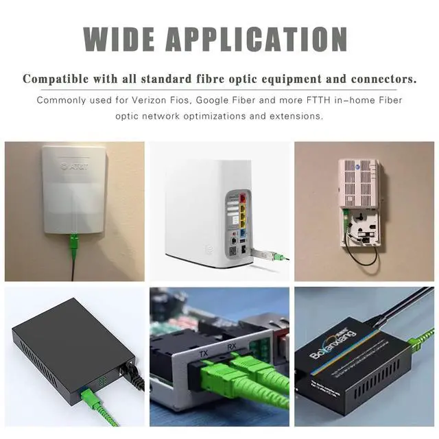 Alt view image 4 of 5 - 200 Meters Low Friction Outdoor Armored SC/APC to SC/APC Fiber Optic Internet Cable, Single Mode Patch Cable, Fiber Optic Jumper Optical Patch Cord, SIMPLEX, 9/125um, OS1/OS2 Compatible, LSZH Black