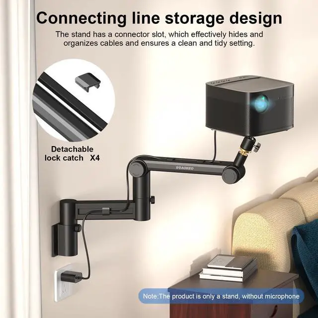 Alt view image 2 of 5 - Aokeo Projector Mount, Projector Holder with Adjustment Arm, Universal Wall Mount for Projectors, Cameras, Fill Lights, Phone Stands, Microphones