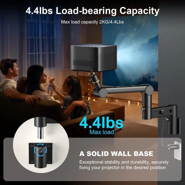 Alt view image 4 of 5 - Aokeo Projector Mount, Projector Holder with Adjustment Arm, Universal Wall Mount for Projectors, Cameras, Fill Lights, Phone Stands, Microphones