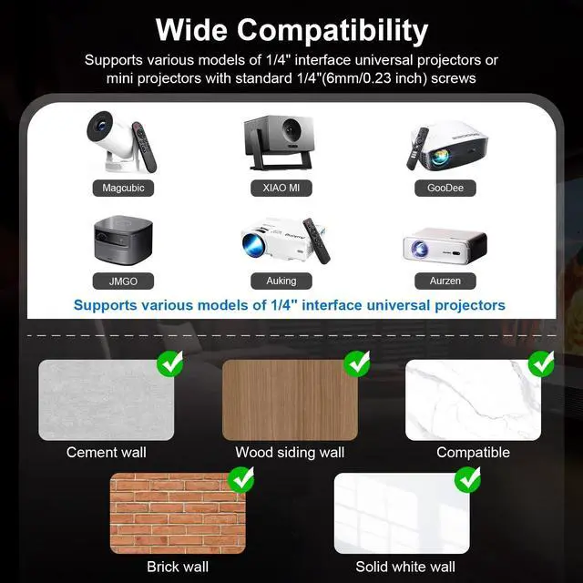 Alt view image 5 of 5 - Aokeo Projector Mount, Projector Holder with Adjustment Arm, Universal Wall Mount for Projectors, Cameras, Fill Lights, Phone Stands, Microphones
