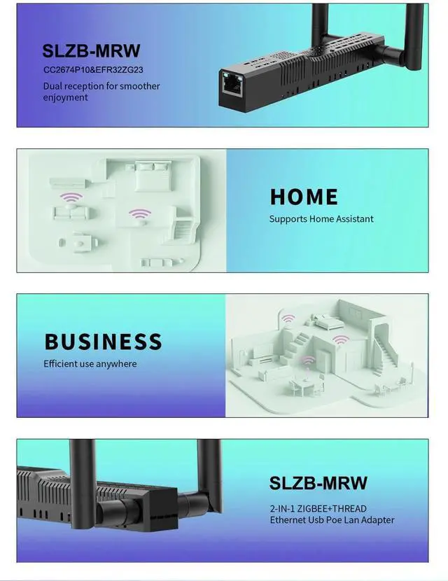 Alt view image 5 of 5 - SLZB-MRW - Zigbee 3.0 to Ethernet,USB,and WiFi Gateway Coordinator with PoE,Universal Gateway for Home Assistant/ Zigbee2MQTT/ZHA,Wireless Zigbee 3.0 USB Adapter