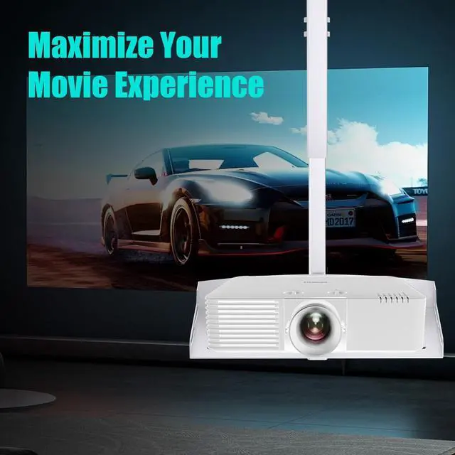 Alt view image 2 of 5 - HISUNSING Universal Projector Ceiling Mount with Tray, Projector Mount Hidden Cable Routing, Height Adjustable up to 22.8 inches, Holds up to 11 lbs, Ideal for Home Theater and Office - White