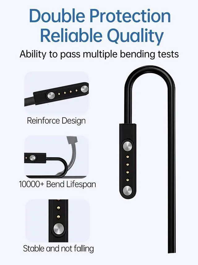Alt view image 3 of 5 - WUNIAK Charging Cable for NEWYES AR0101 AI Voice Recorder, Magnetic USB Charging Cable Flexible Accessories for NEWYES AR0101 with Type-C to USB Adapter(with Lanyard)(2 Pack)