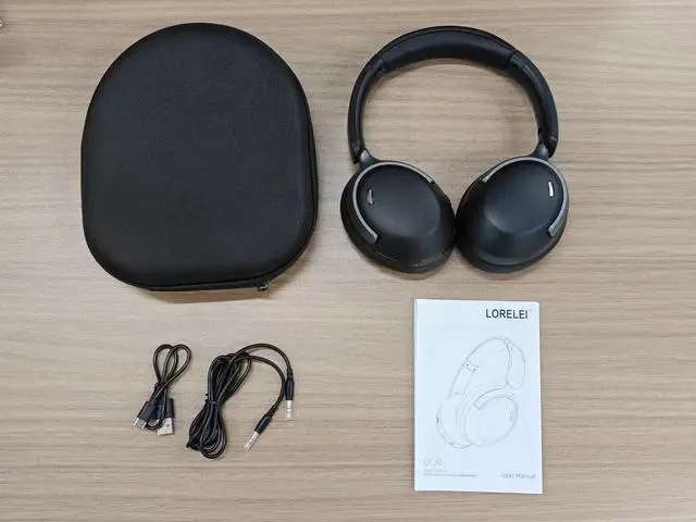 Alt view image 2 of 5 - LORELEI QC30 Hybrid Active Noise Cancelling Headphones, 60H Playtime, Built-in Mic, Wireless Over Ear Headsets with Case,Bluetooth 5.4,Deep Bass Comfort Fit Soft-Earpads Fast Charging -Space Bl