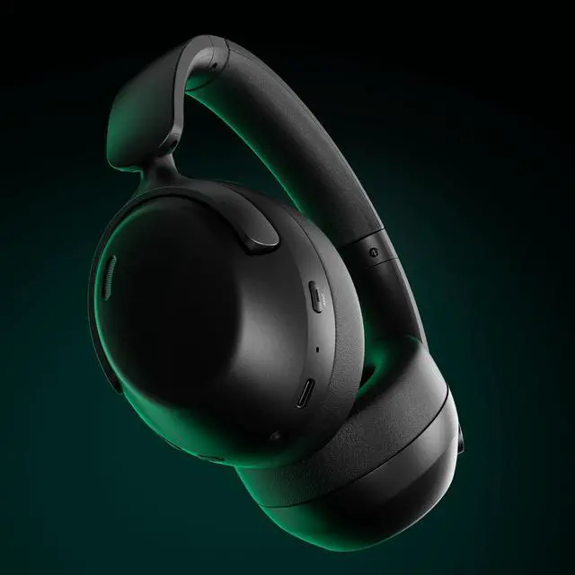 Alt view image 3 of 5 - LORELEI QC30 Hybrid Active Noise Cancelling Headphones, 60H Playtime, Built-in Mic, Wireless Over Ear Headsets with Case,Bluetooth 5.4,Deep Bass Comfort Fit Soft-Earpads Fast Charging -Space Bl