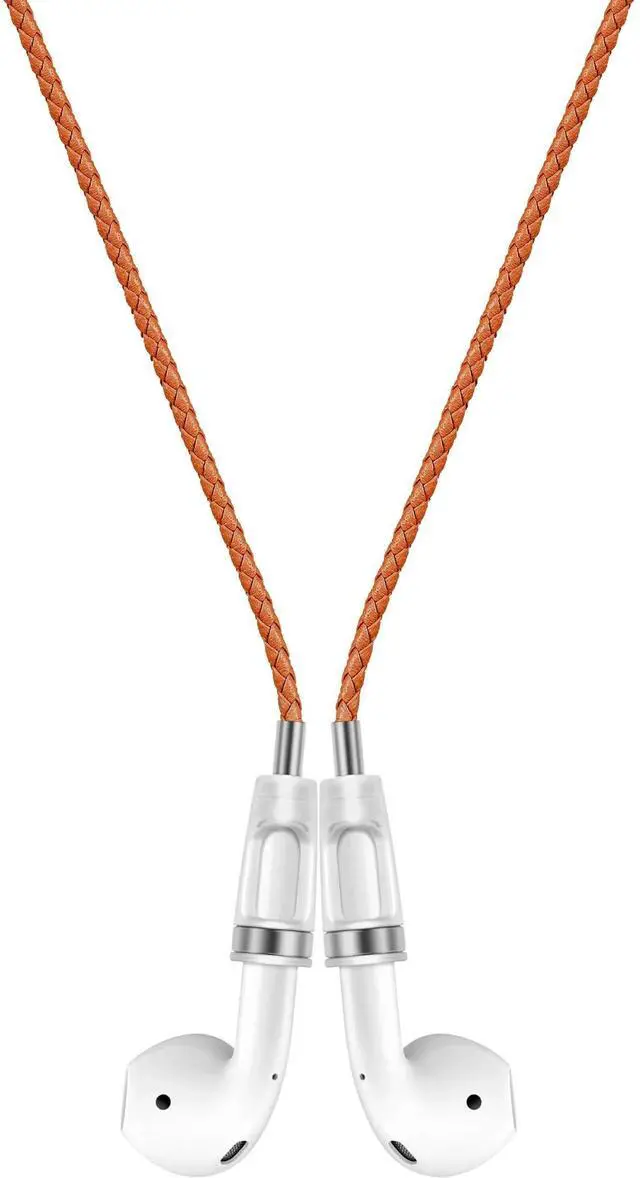 Main image of Lawonda Anti-Lost Neck Strap for Airpods, PU Leather Strong Magnetic Necklace Holder String, Compatible with AirPods 1&2 /3rd /Pro/Pro 2 Orange Red Silver