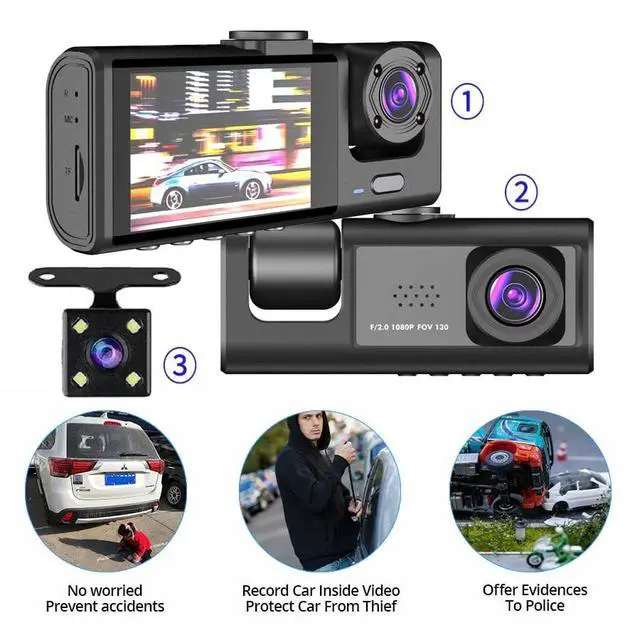 Alt view image 3 of 5 - The Perfect Part Dash Cam - Rechargeable Dual Dash Camera for Cars with Touch Screen, Backup Camera, Charger, Support, AVIN Cable & Screws, Wireless Dash Cam for Car, 1080P Front & Rear Dash Ca
