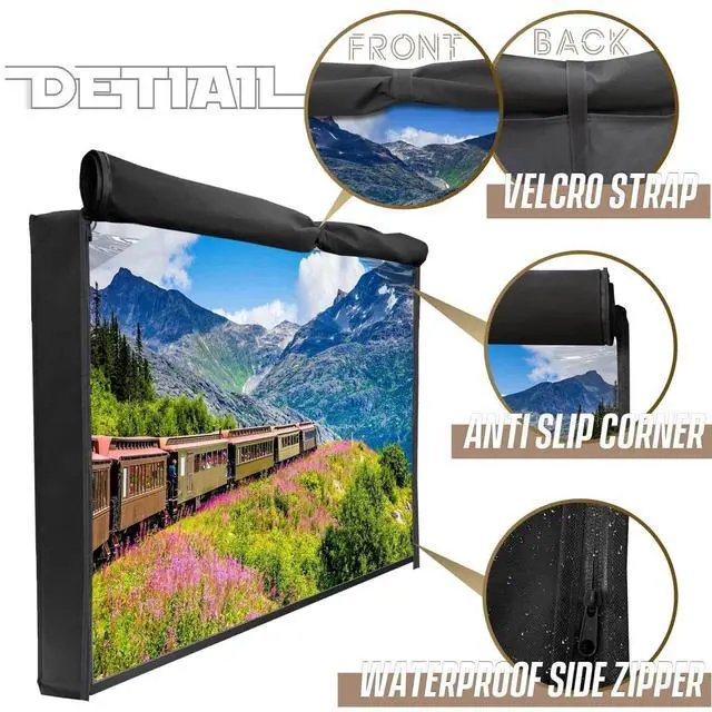 Alt view image 5 of 5 - IC ICLOVER Mobile TV Stand Cover for 30-32 inch, Waterproof Outdoor TV Cover for Stand Mount, Television Screen Protector with Side Zipper Access for Outside Mobile TVs Cart with Floor Standing Base