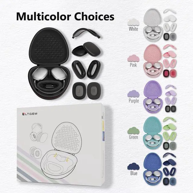 Alt view image 2 of 5 - Case Compatible with AirPods Max with Apple AirPods Max Ear Pad, Ear Cups, Headband Silicone Covers and Ear Cushions, Smart Sleep Mode Headphone Case and Accessories, Purple