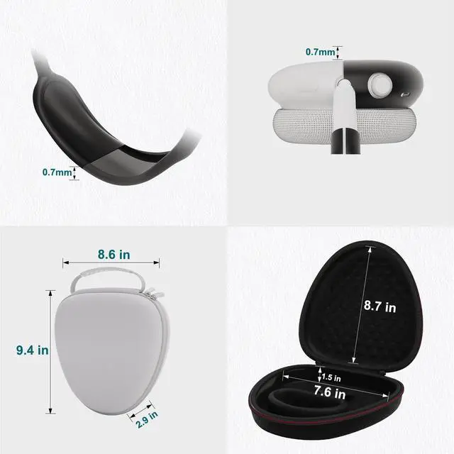 Alt view image 3 of 5 - Case Compatible with AirPods Max with Apple AirPods Max Ear Pad, Ear Cups, Headband Silicone Covers and Ear Cushions, Smart Sleep Mode Headphone Case and Accessories, Purple