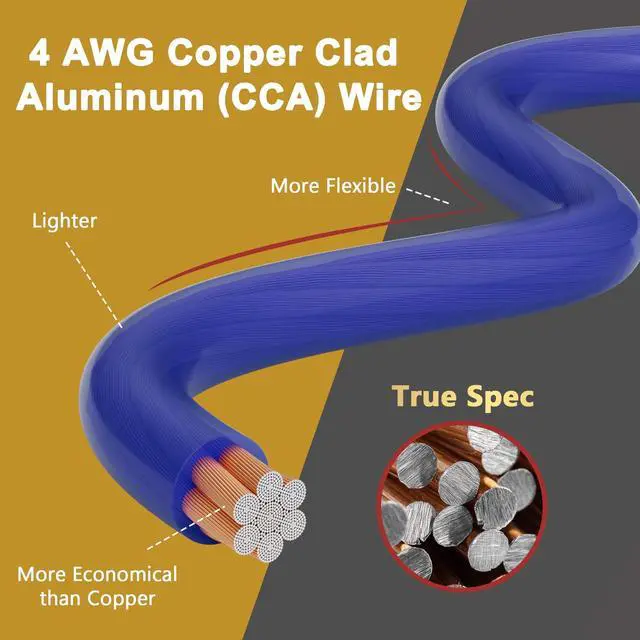 Alt view image 5 of 5 - HiFind 4 Gauge 4 AWG 50 Ft Blue Power/Ground Wire Cable, True Spec Transparent Flexible Soft Touch Welding Battery Cable for Car Audio, Speaker, Solar, Marine, Generator, Automotive, RV