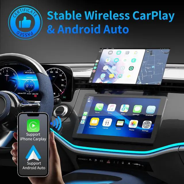 Alt view image 2 of 5 - TANSHN 9 Inch Double DIN Car Stereo with Wireless Apple CarPlay & Android Auto, Android Touchscreen Radio with Bluetooth, DSP Audio, GPS Navigation, FM/RDS, Backup Camera Support