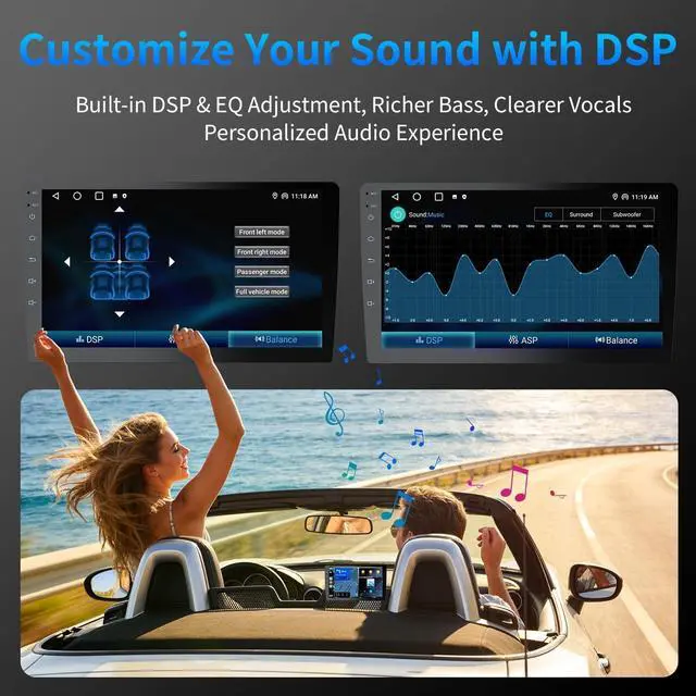 Alt view image 3 of 5 - TANSHN 9 Inch Double DIN Car Stereo with Wireless Apple CarPlay & Android Auto, Android Touchscreen Radio with Bluetooth, DSP Audio, GPS Navigation, FM/RDS, Backup Camera Support