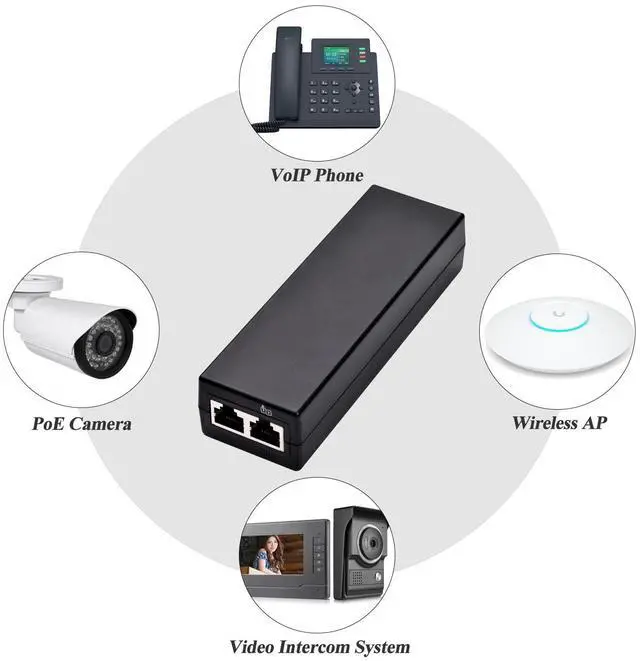 Alt view image 5 of 5 - REVODATA 2.5Gbps 30W Active PoE Injector, Convert Non-PoE to PoE Injector Adapter, Up to 100 Meter Max 30W Active PoE Output, 100-240V Input, 1G/2.5Gbps Rates (PSE30WG-B)