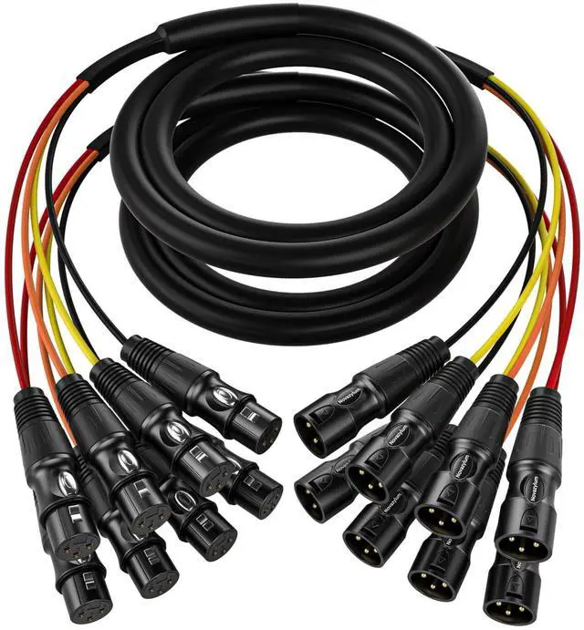 Main image of Novazylum 3 Ft XLR Snake Cables 4 Colored - 4-Channel Microphone Patch Cables XLR Male to Female, Recording Snake for Live,Recording,Stage,Studios 2 Pack