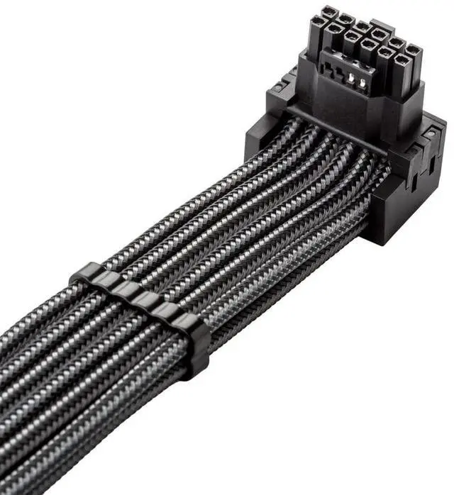 Alt view image 2 of 3 - CableMod E-Series Pro ModMesh Sleeved 12V-2x6 12VHPWR 90 StealthSense PCIe Cable for EVGA G/G+ / P/P+ / T - Variant A (Carbon, 16-pin to Triple 8-pin, 60cm)