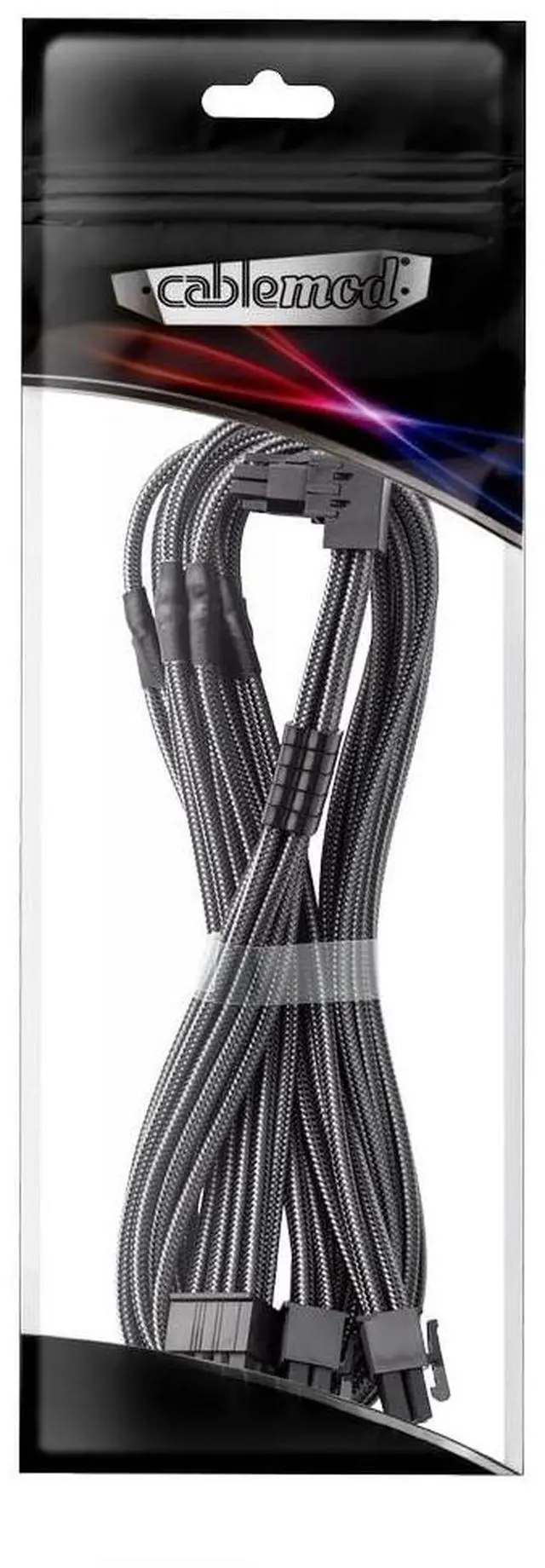 Alt view image 3 of 3 - CableMod E-Series Pro ModMesh Sleeved 12V-2x6 12VHPWR 90 StealthSense PCIe Cable for EVGA G/G+ / P/P+ / T - Variant A (Carbon, 16-pin to Triple 8-pin, 60cm)