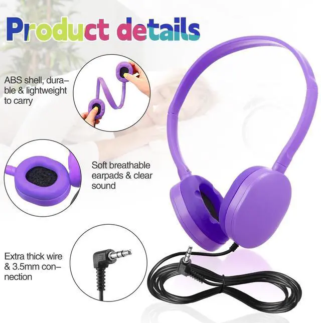 Alt view image 3 of 5 - Konohan 18 Pack Class Set Headphones for Students Bulk Headphones for Classroom School Adjustable 3.5mm Wired Earphones Classroom Must Haves Teacher Supplies(Mixed Colors)