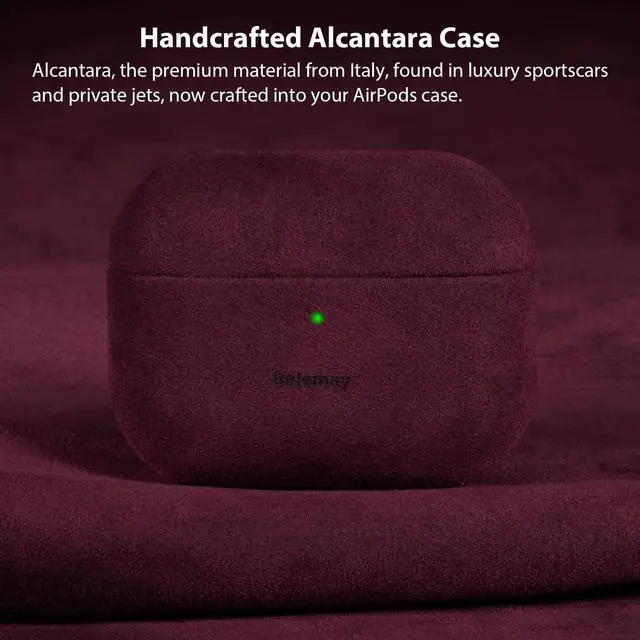 Alt view image 2 of 5 - Belemay Handcrafted Alcantara Case for AirPods Pro 3rd Gen (2025), Compatible with MagSafe, Luxury Italian Suede-Like Material, Comfortable Grip, Elegant Cover Compatible with Airpods