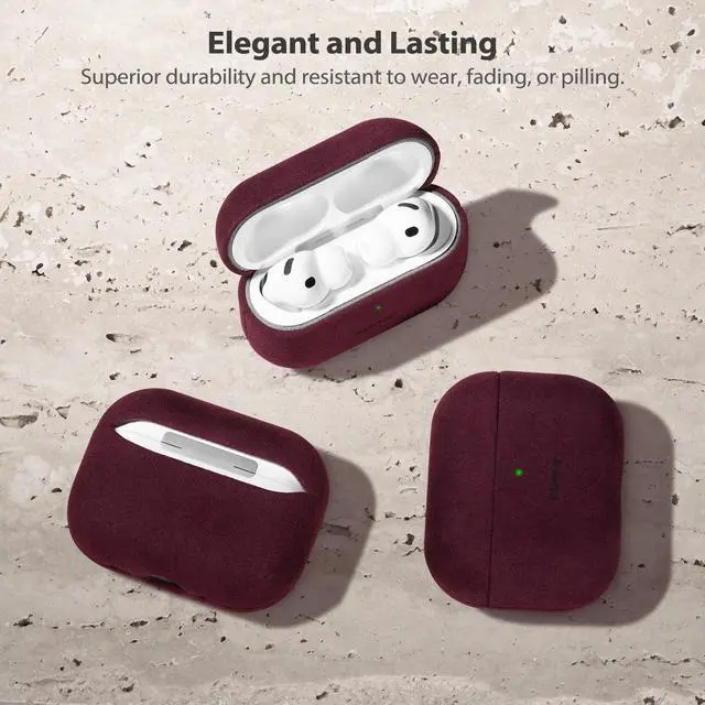 Alt view image 3 of 5 - Belemay Handcrafted Alcantara Case for AirPods Pro 3rd Gen (2025), Compatible with MagSafe, Luxury Italian Suede-Like Material, Comfortable Grip, Elegant Cover Compatible with Airpods