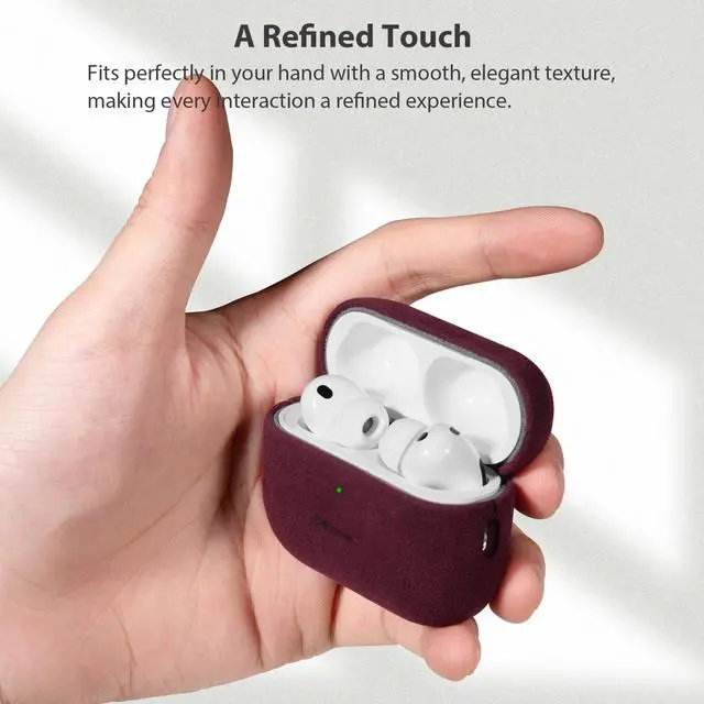 Alt view image 4 of 5 - Belemay Handcrafted Alcantara Case for AirPods Pro 3rd Gen (2025), Compatible with MagSafe, Luxury Italian Suede-Like Material, Comfortable Grip, Elegant Cover Compatible with Airpods