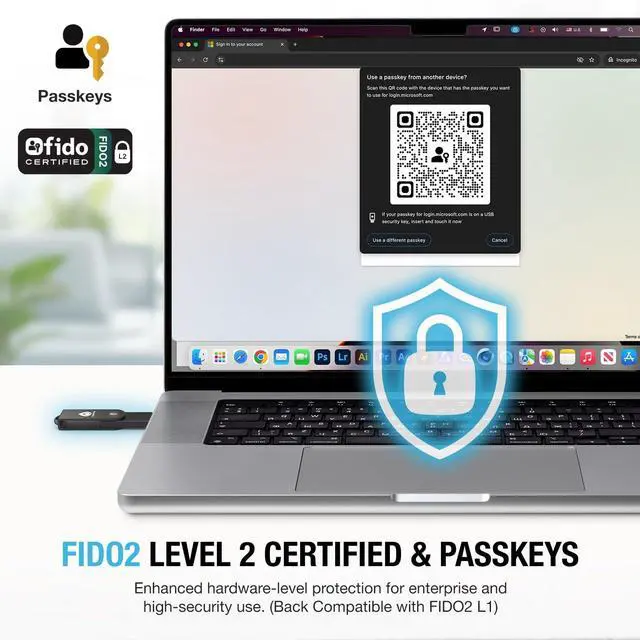 Alt view image 2 of 5 - Thetis Pro-C FIDO2 (L2) Security Key Passkey Device with USB C & NFC, TOTP/HOTP Authenticator APP, FIDO 2.0 Two Factor Authentication 2FA MFA, Supports Windows/macOS/Linux/Gmail/Facebook/Dropbox