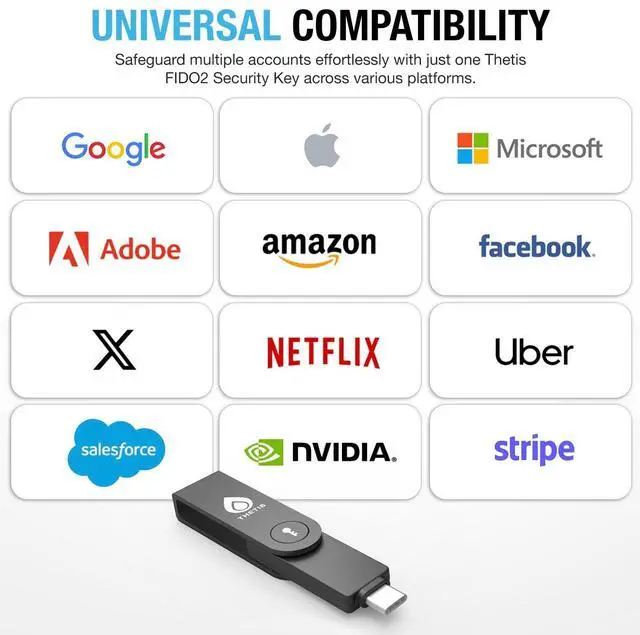 Alt view image 3 of 5 - Thetis Pro-C FIDO2 (L2) Security Key Passkey Device with USB C & NFC, TOTP/HOTP Authenticator APP, FIDO 2.0 Two Factor Authentication 2FA MFA, Supports Windows/macOS/Linux/Gmail/Facebook/Dropbox